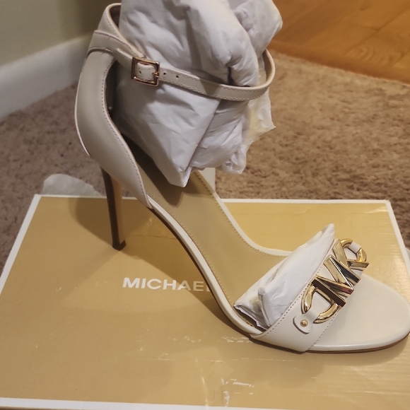 Michael Kors Shoes - Michael Kors Cream and Gold Heeled Sandals